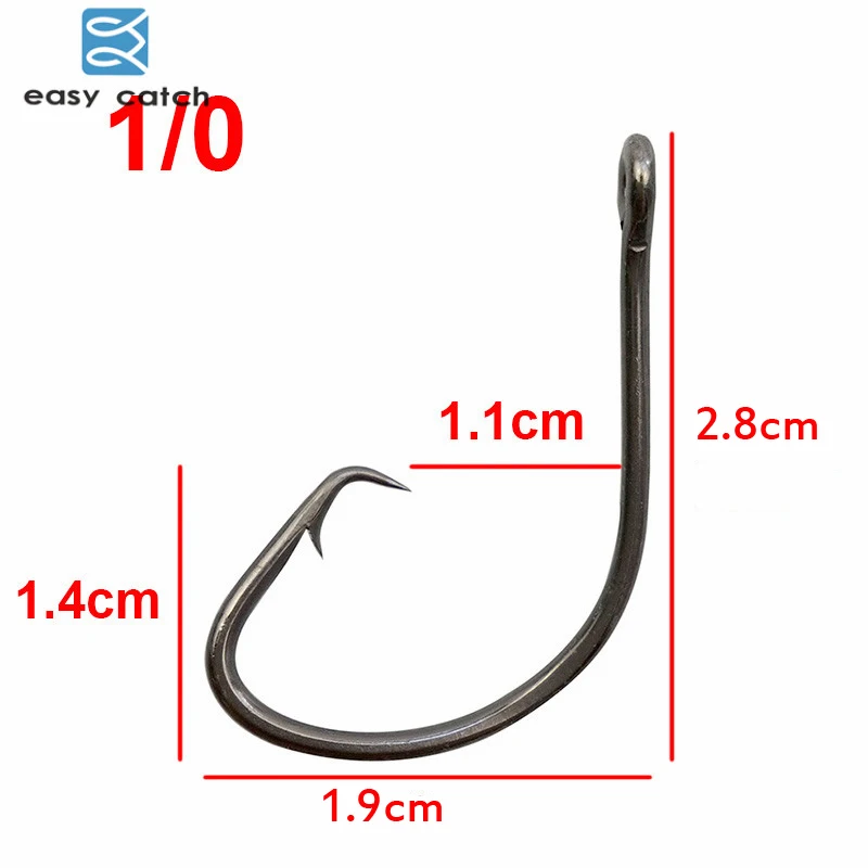 Легко поймать 100 шт. 7381 черный смещение Спорт Круг приманки рыболовный крючок Размеры 1 2 4 6 1/0 2/0 3/0 4/0 5/0 6/0 7/0 8/0 9/0 10/0 - Цвет: 1 0