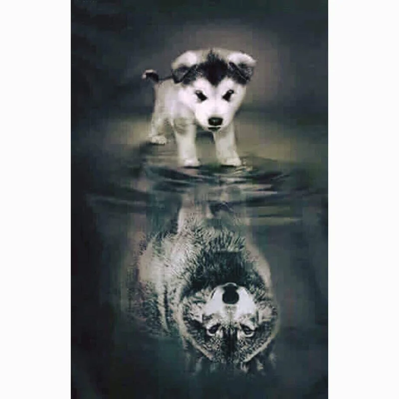 

5D DIY Full Square Diamond Painting Cross Stitch "Dogs and wolves" 3D Diamond Embroidery Rhinestone Mosaic Home Decor Gift