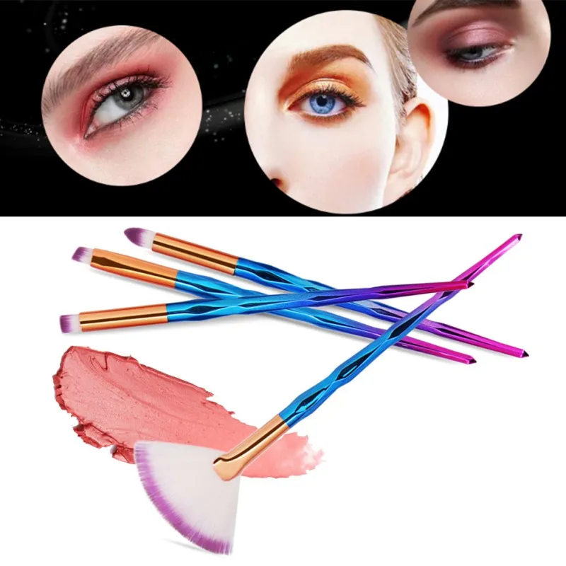 MAANGE 4Pcs Professional Eyes Makeup Brushes Set Diamond Rainbow