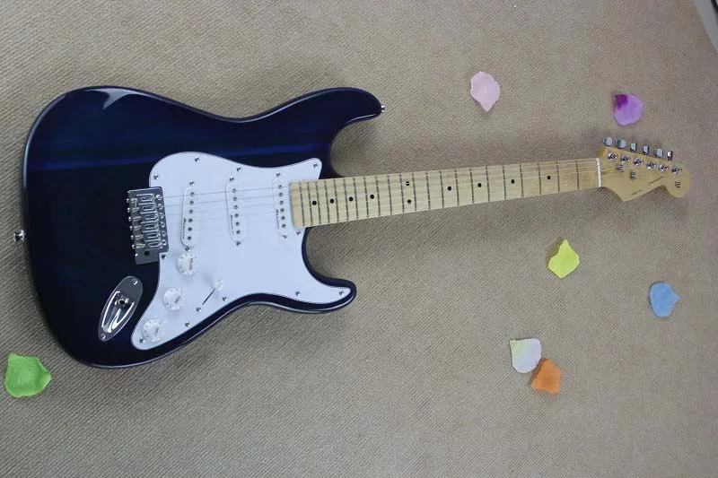 

New Arrival 6 string Solid wood body Maple fingerboard F S signature navy Blue Electric Guitar !! Free shipping 15-9