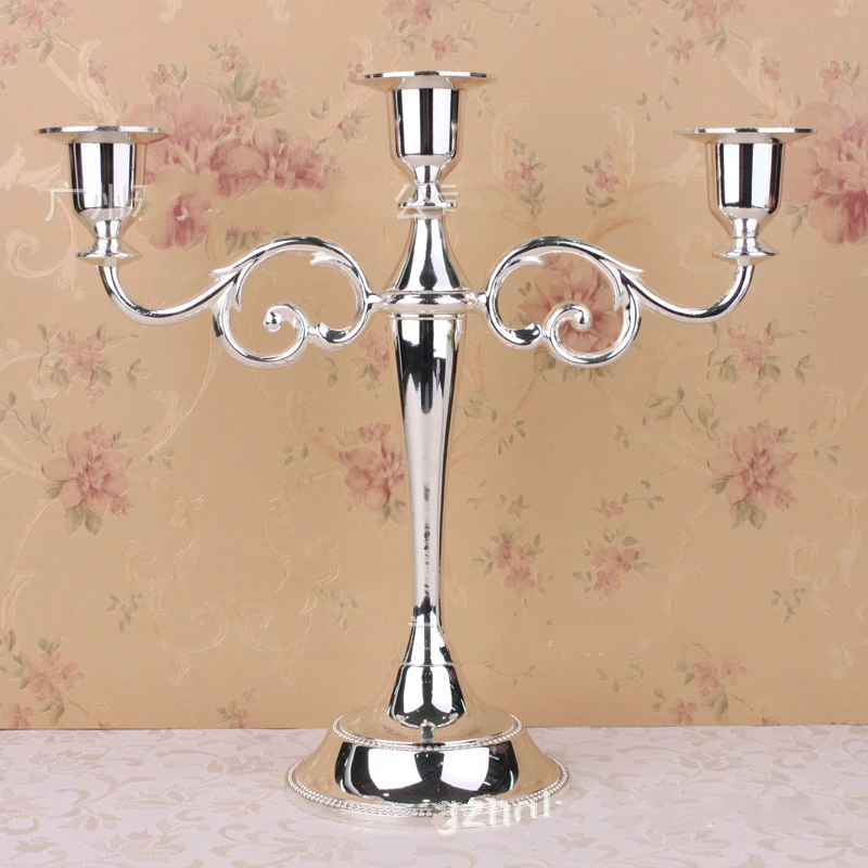 Quality 3branch Silver Gold Black Metal Candle Holder Wedding Event