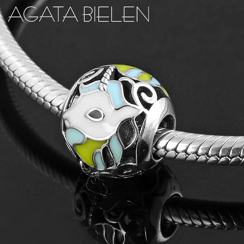 

Hot 925 Sterling Silver Colorful Enamel Cartoon unicorn Beads Fit Original Pandora Bracelet for Child Gfit Jewelry Making