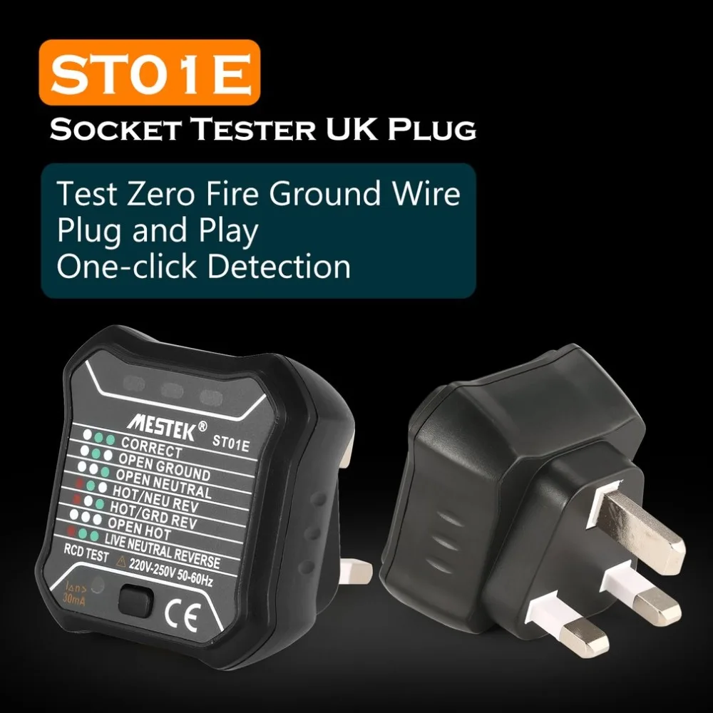 MESTEK ST01E розетка тест er цепи полярности детектор напряжения настенная вилка выключатель Finder RCD тест 220 В~ 250 В вилка Великобритании