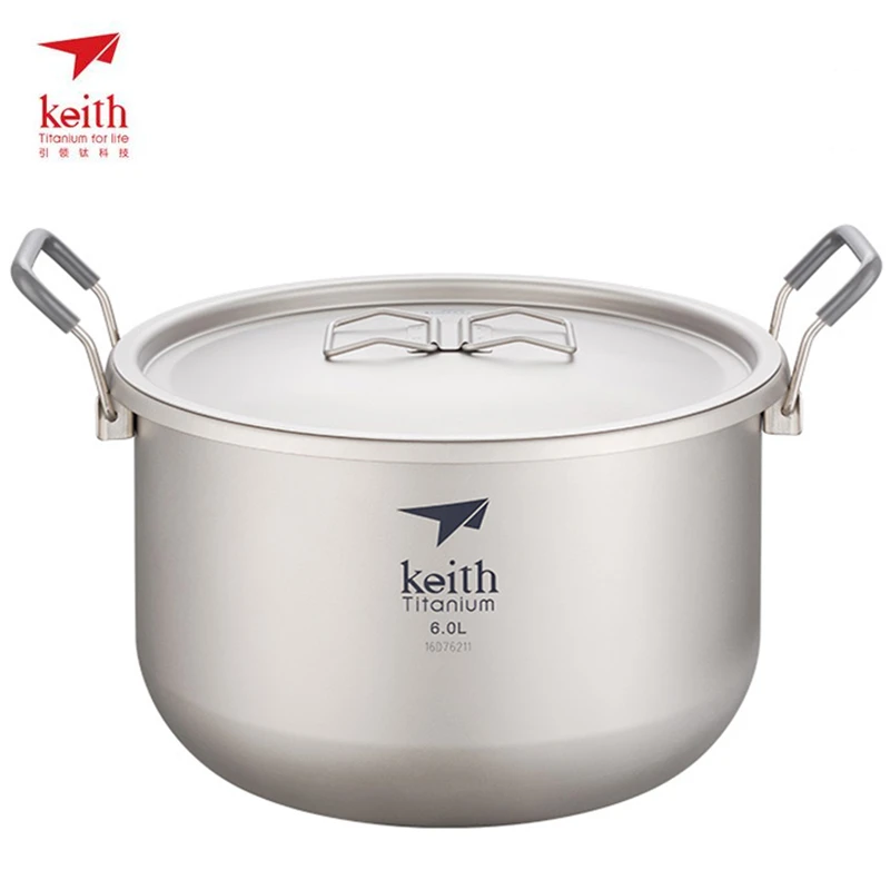 

Keith Titanium Pot Utensils For Tourism Outdoor Camping Hiking Traving Hunting Picnic Stockpot 6L Ultralight 870g Ti8301