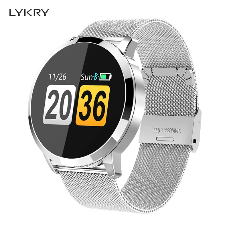 

LYKRY Q8 Smart Watch OLED Color Screen Smartwatch Men Women Fashion Fitness Tracker Heart Rate Monitor For IOS Android Watch