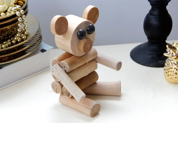 Wood Bear Figurines (3)