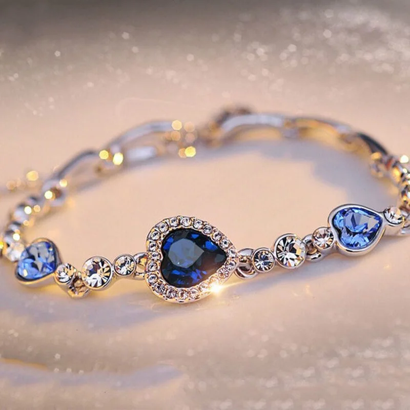 

Titanic's Romantic Heart of Ocean Crystal Silver Plated Bracelet For Fashion People