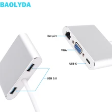 Baolyda USB C концентратор Thunderbolt 3 адаптер 5в1 USB-C многопортовый адаптер с 4K HDMI Ethernet VGA USB3.0 для Macbook& USB-C ноутбука