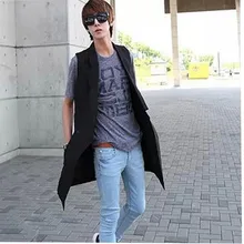 Горячее предложение! Распродажа! Новинка года; сезон весна-осень; одежда для мужчин; от производителя; Клубная сценическая безрукавка; Длинная тонкая куртка без рукавов с большим кодом