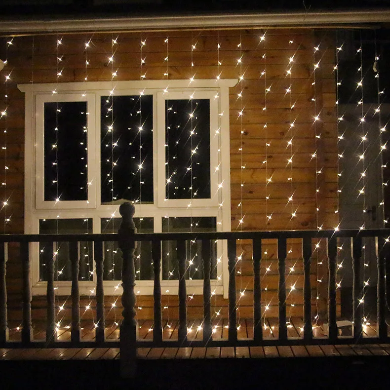  Led Fairy Wedding Curtain String Light 300 Bulbs 3x3m Icicle Beads Garland Party Twinkle Starry Garlden Holiday Decoration Lamp (29)