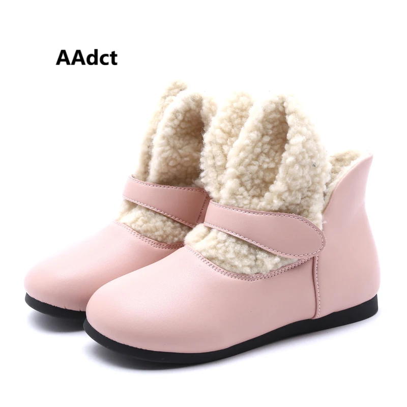 

AAdct Cotton warm flats children shoes New princess girls shoes 2018 Winter non-slip kids shoes