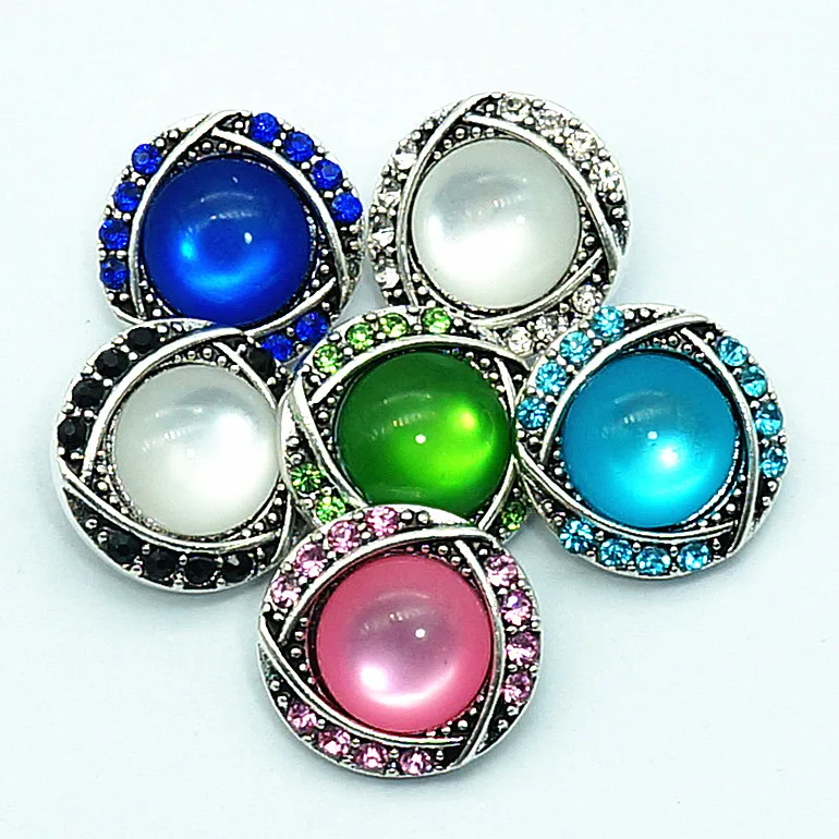 

New KZ3161 Beauty Rhinestone round rhinestone colorful 20MM snap buttons fit 18mm snap jewelry wholesale