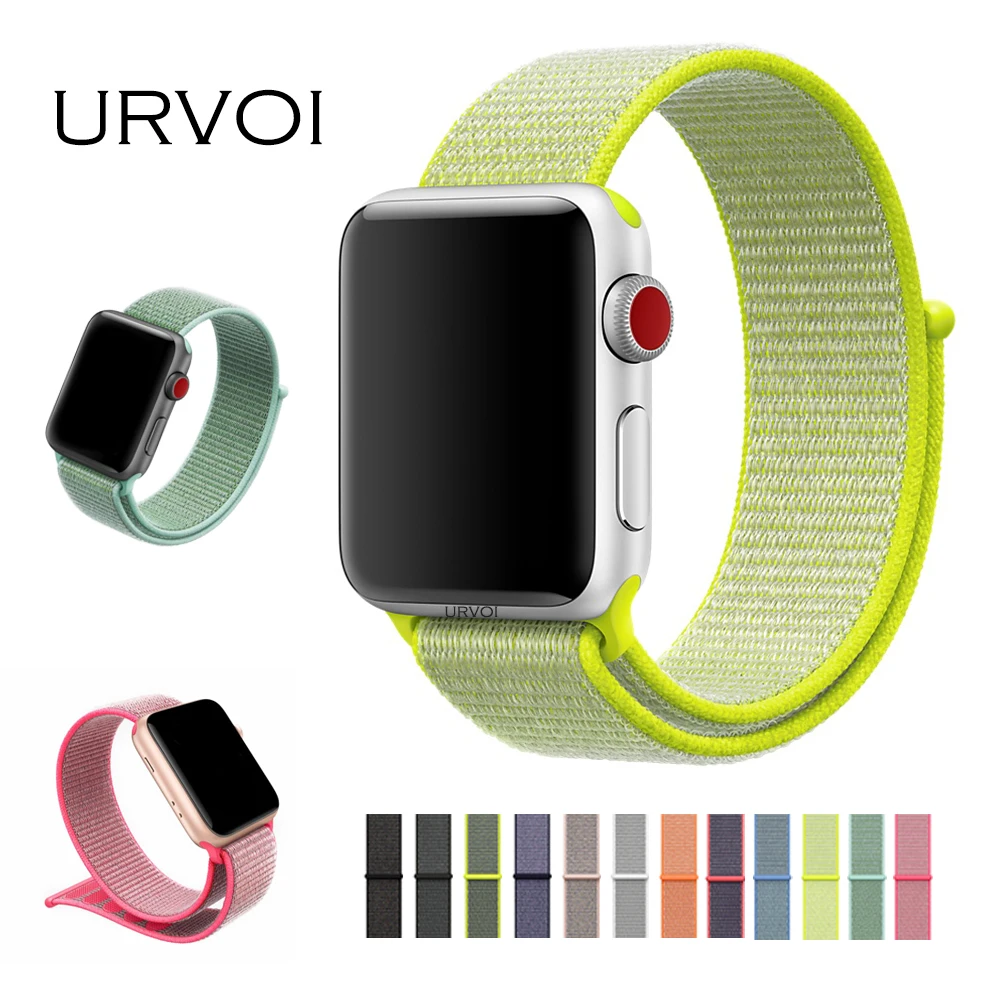 

URVOI 2018 Sport loop for apple watch series 4 3 2 1 band for iwatch double-layer woven nylon breathabe strap hook fastener