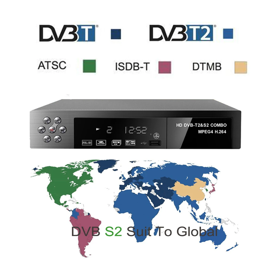 Hot sale Satellite Receiver DVB T2+S2 HD Digital Tuner Receivable MPEG4 DVB-T2 TV Receiver T2 Tuner Support bisskey for Russia