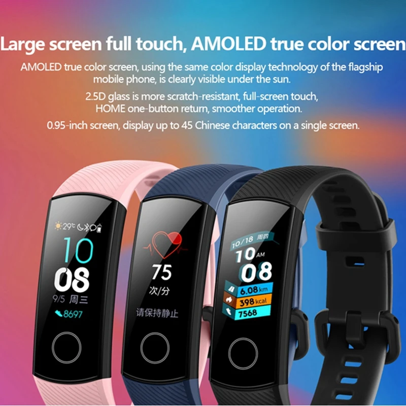 Newest Fitness Bracelet Original Huawei Honor Band 4 Smart Bracelet Amoled Color 0.95\