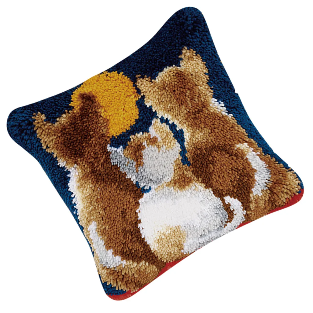 3 Sets Animals Bear Rabbit Cat Latch Hook Kits Rugs Cushion Crafts Embroidery For Beginners