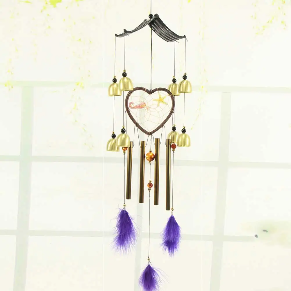 

1pc Wind Chimes Hollow Metal Tube Wind Bells with Heart Shaped Dream Catcher Home Decor @LS