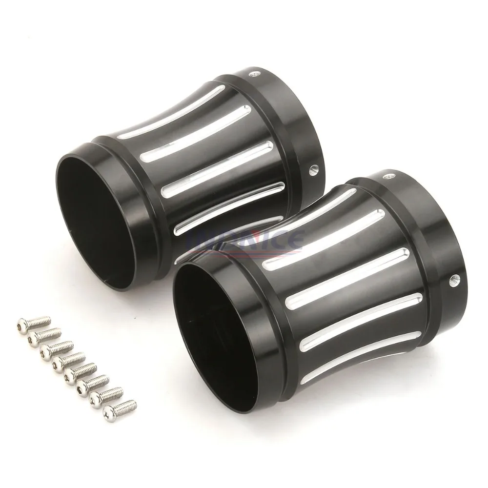 Motorcycle Black Series Merge Style 4'' Mufflers End Caps For Harley
