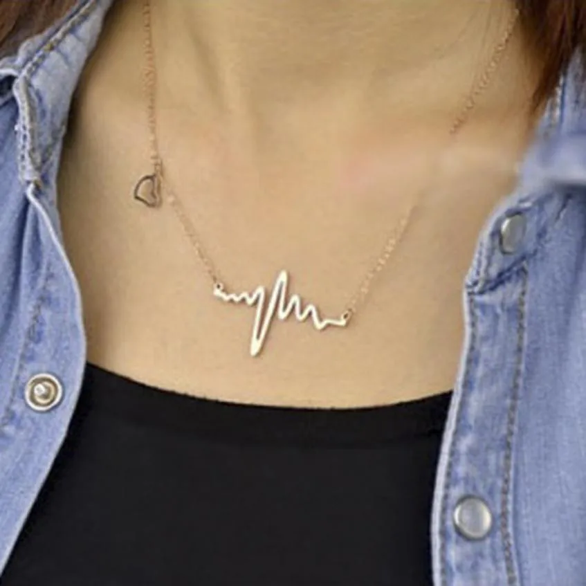 Nuevo collar de mujer ritmo cardíaco con forma de corazón de amor