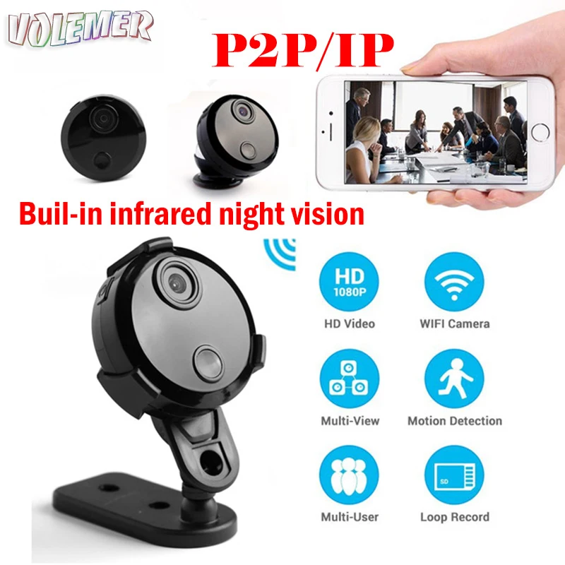 

Volemer HDQ15 Wifi small camera full HD 1080P Infrared Night Vision Monitor video Voice recorder DV cam P2P mini video camera