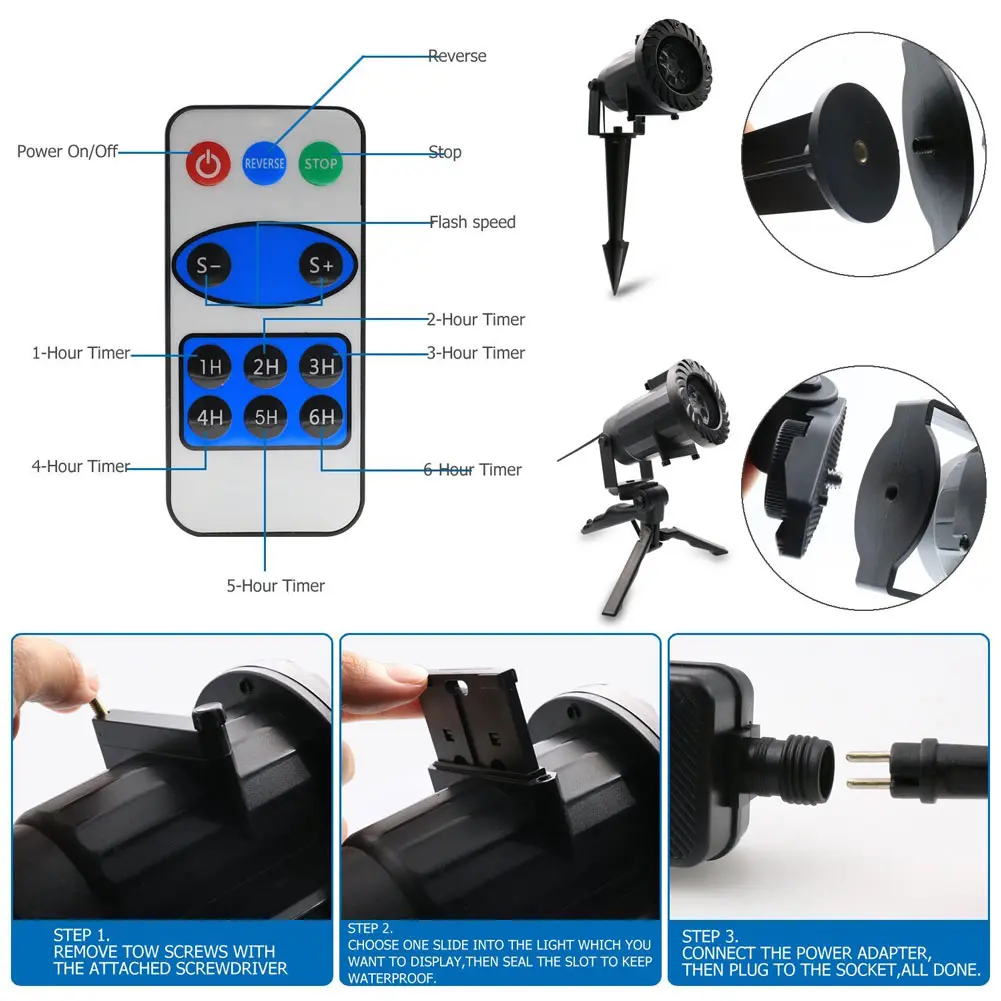

15 Kinds Of Patterns Christmas Rotating Projector Spotlights Dropshipping