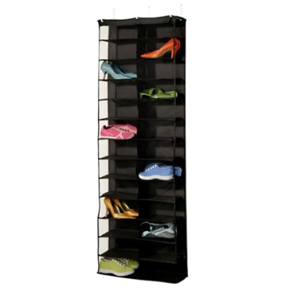 OUTAD 1 шт. полезные 26-карман стеллаж для хранения обуви Организатор складной крюк висит на двери шкафа предложение по акции - Цвет: black