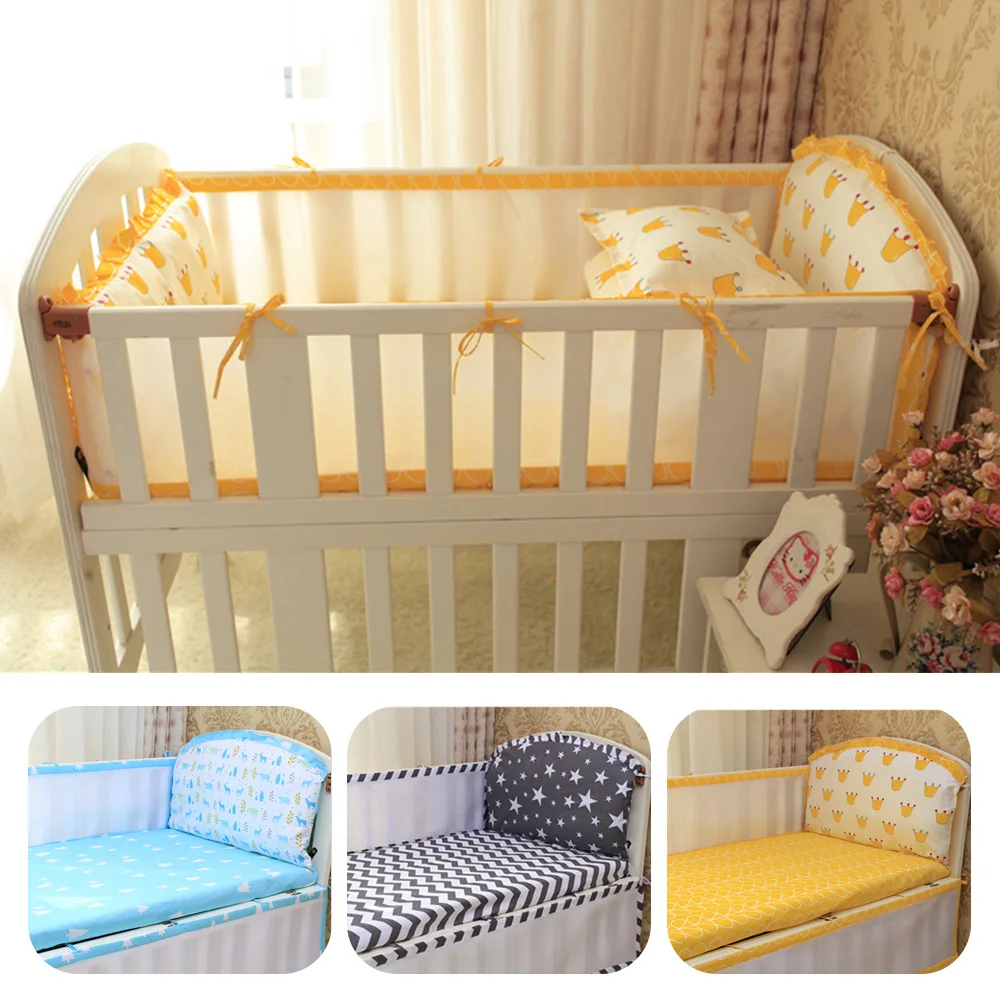 Breathable Baby Crib Bumper Sets Kids Safety Protector Cotton Infant