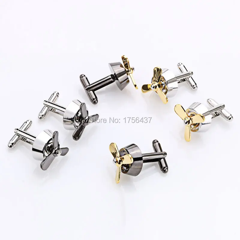

Men's Jewelry Propeller Airscrew Cufflinks Fan Cuff Links Silver color Plane Fan Cufflink For Men Shirt cuffs Cufflink Best Gift