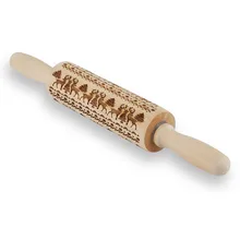 Рождественская Скалка Выгравированная резная деревянная рельефная прочная влагостойкая Скалка кухонный инструмент H99F