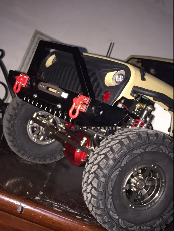 GWOLVES 1:10 Metal Front bumper Collision avoid can use winch with Trailer ring led Light for Axial SCX10 90046 RC Crawler Car|winch bumper|scx10