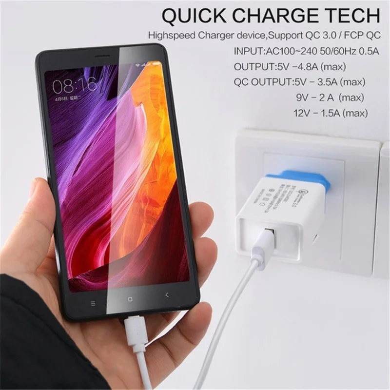 Быстрая зарядка 5 в 3 0 А зарядное устройство USB 18 Вт 6 цветов быстрая стандартная