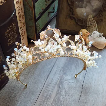 

2018 new beaded handmade bride large Tiara Birthday wedding hair accessories