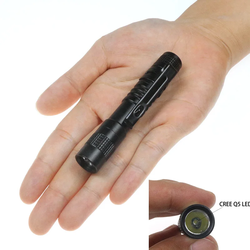 

XPE Glare Led Mini Flashlight Pocket Clip Lightweight Torch Use1*AAA Battery Waterproof Cree-Q5 Micro Penlight Small Spotlight