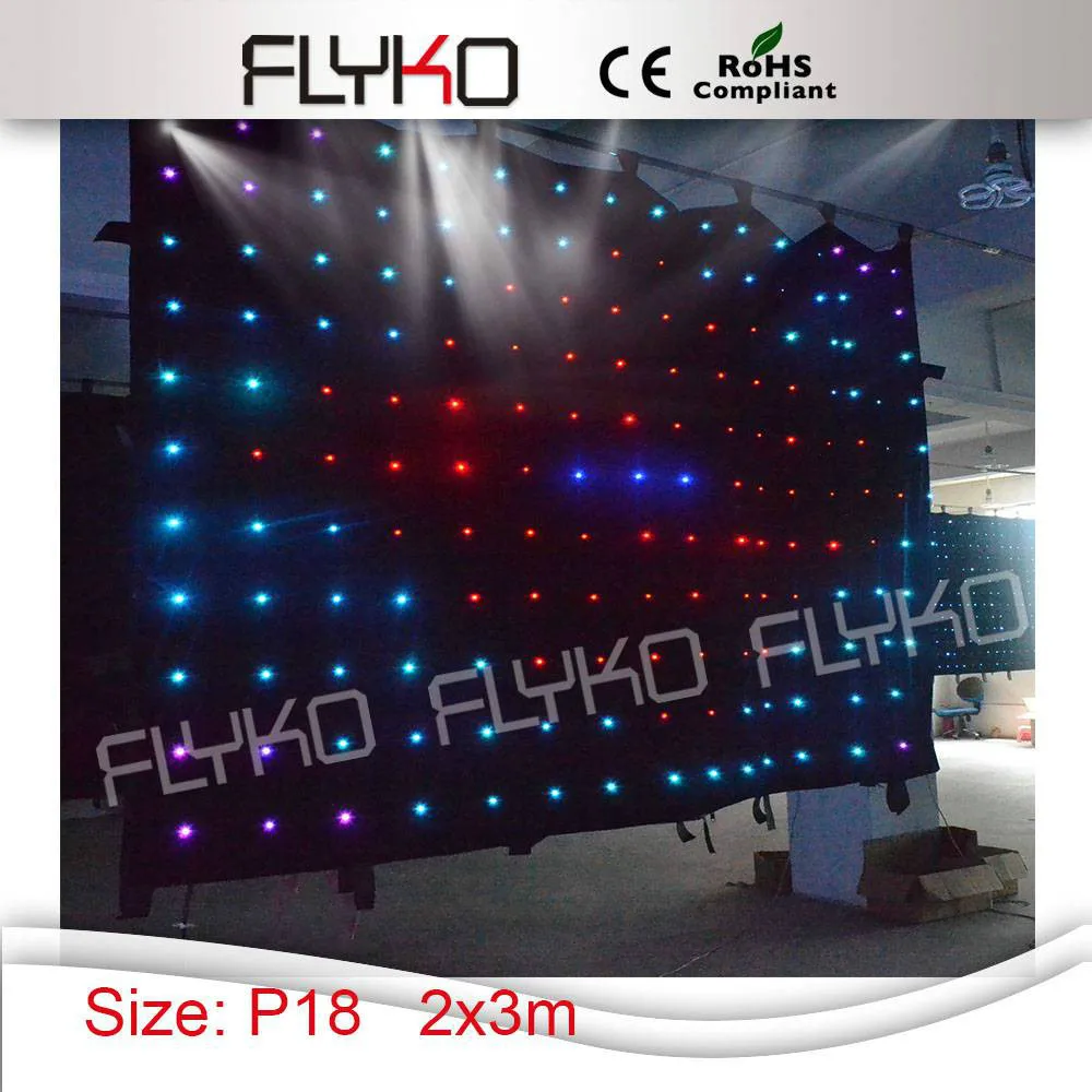 

Free shipping fireproof P18 2x3m soft folding LED Video Curtain