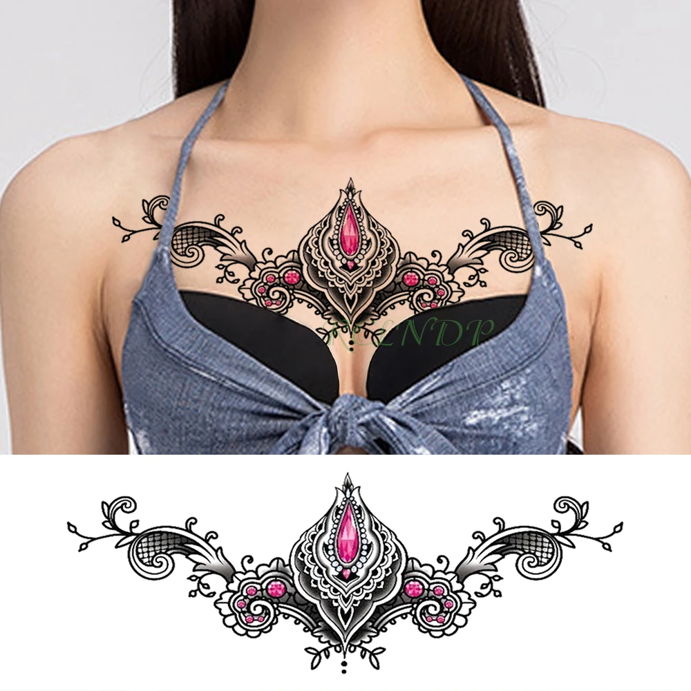 

Waterproof Temporary Tattoo sticker flower boobs fake tatto on waist breast back flash tatoo henna body art tato for girl women