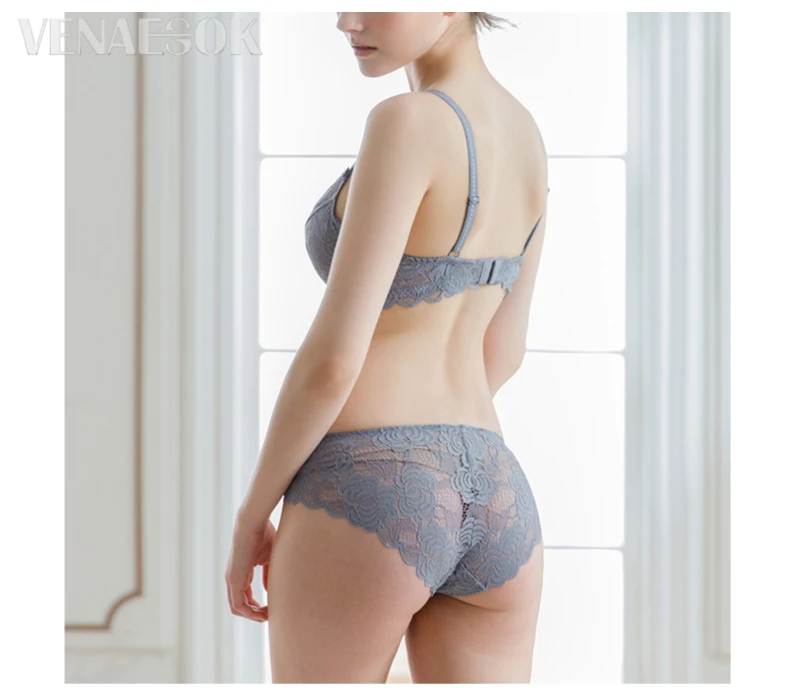 Fashion Gray Women Lingerie Transparent Bra Set Plus Size C D Cup Sexy Bras Lace Underwear Set Ultrathin Embroidery Brassiere bra and underwear set