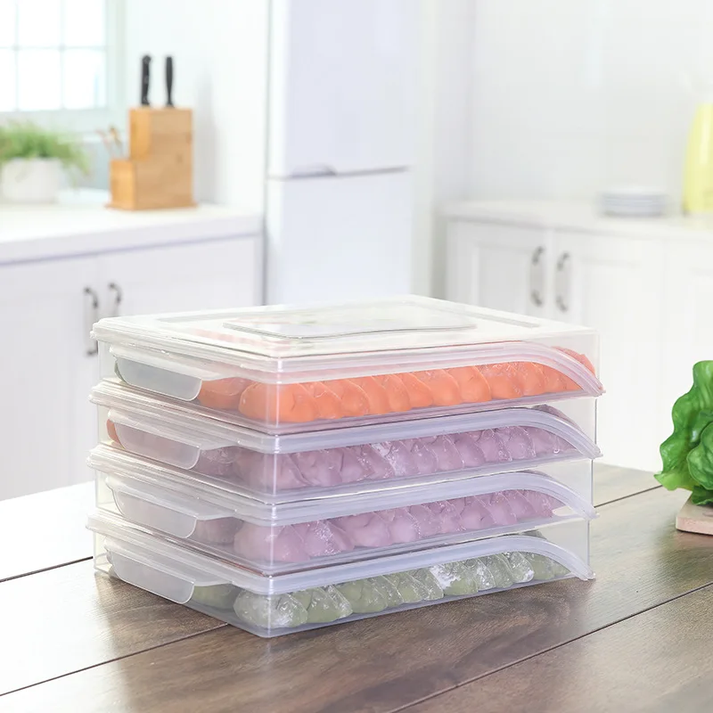 

050 Kitchen Transparent tape covered refrigerator and dumpling preservation box storage box 32*22.5*5cm
