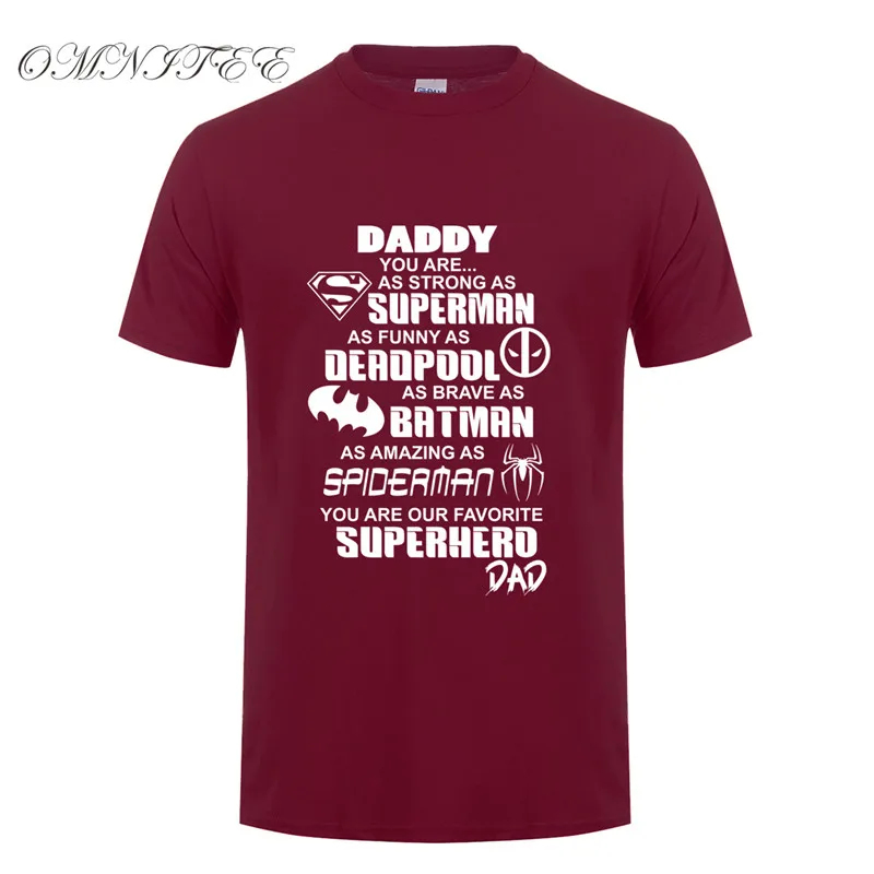 

Father's Day Gift T Shirts Men Cotton Cotton O-neck Short Sleeve My Superhero Daddy Dad T-shirt OZ-077