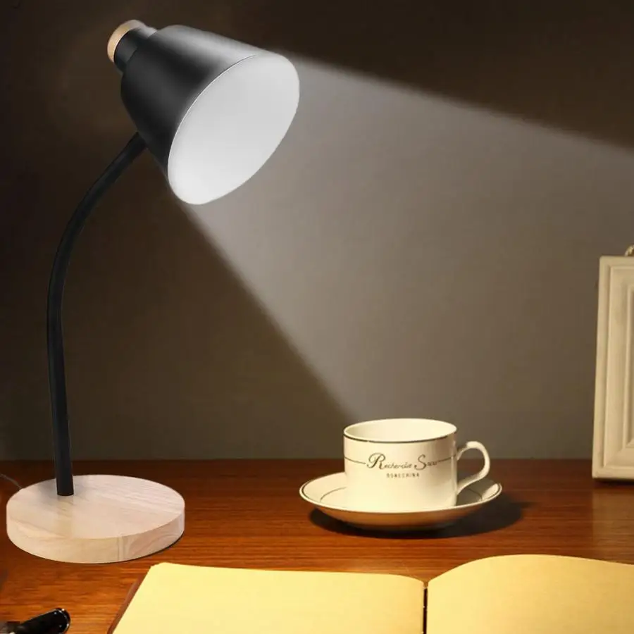 

AC85-265V E27 Wooden Iron LED Desk Lamp Table Light Flexible Table Lamp With US Plug