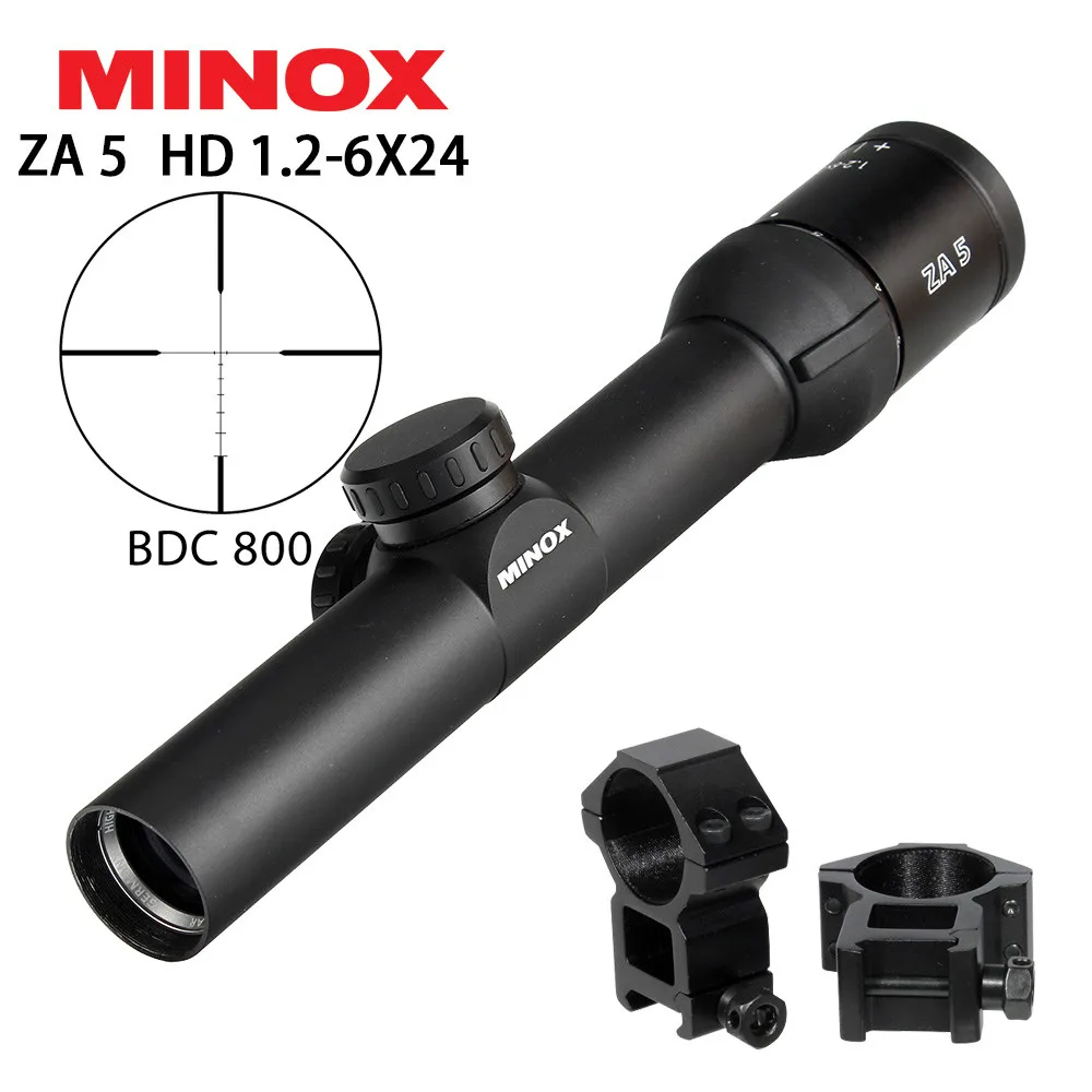 Охотничий MINOX ZA 5 HD 1,2-6X24 BDC 800 компактный прицел для винтовки с длинным рельефом для глаз тактический оптический прицел оптические прицелы - Цвет: with Picatinny Rings