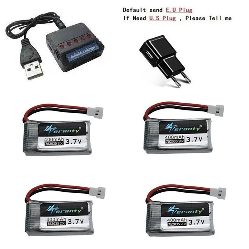 3,7 V 400 мА/ч, Батарея и 5-Порты и разъёмы Зарядное устройство для SYMA X15 X5A-1 X15C X15W H31 X4 H107 KY101 E33C E33 U816A V252 H6C RC ЗАПАСНЫЕ Запчасти - Цвет: Зеленый