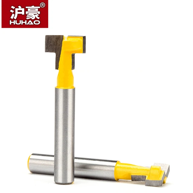 HUHAO 1pc 1/4″ Shank Woodworking Router Bits CNC Keyhole  Screw Hole Milling Cutter Tungsten Alloy Photo Frame T Type Cutter