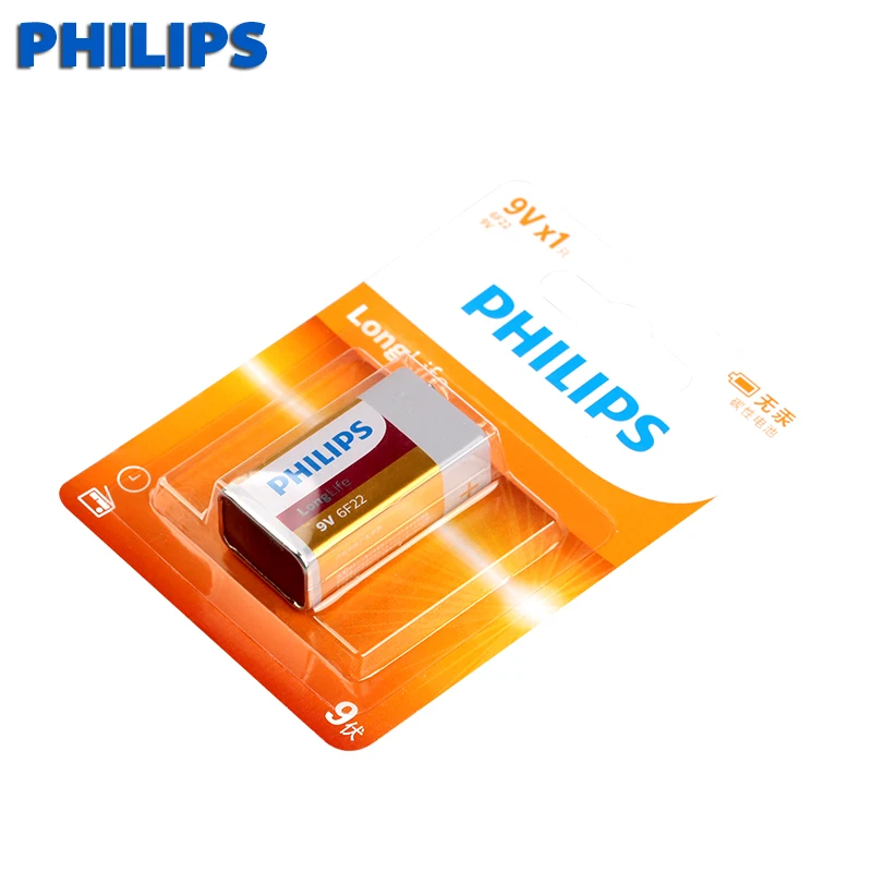 2 шт. сверхмощные сухие аккумуляторы philips PP3 6F22 6LR61 MN1604 9 В не перезаряжаемые для