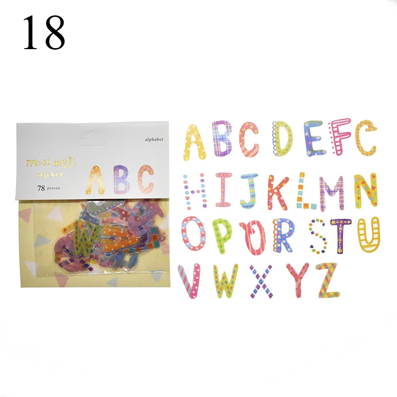 80 шт./упак., милые, миленькие в японском стиле(«Каваий» ПВХ наклейки с принтом цифр и букв; с наклейки для детей "сделай сам" скрапбукинг украшения дневника расходные материалы - Цвет: 18