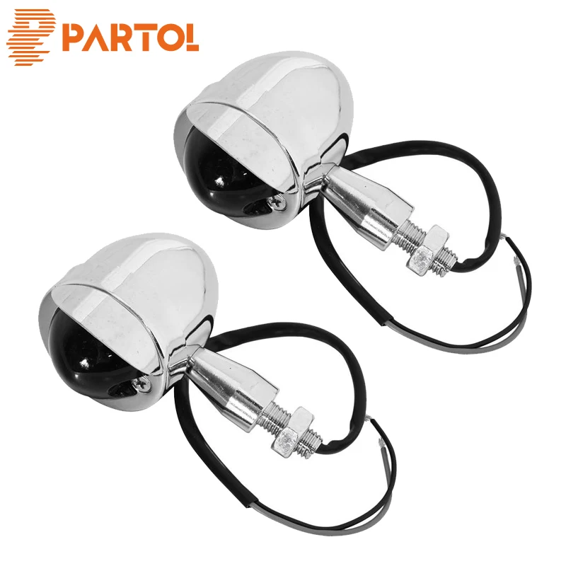 

Partol Motorcycle Turn Signal Front Rear Weatherproof Smoke Lens 12V Chrome Bullet For Honda Suzuki Kawasaki Yamaha Harley