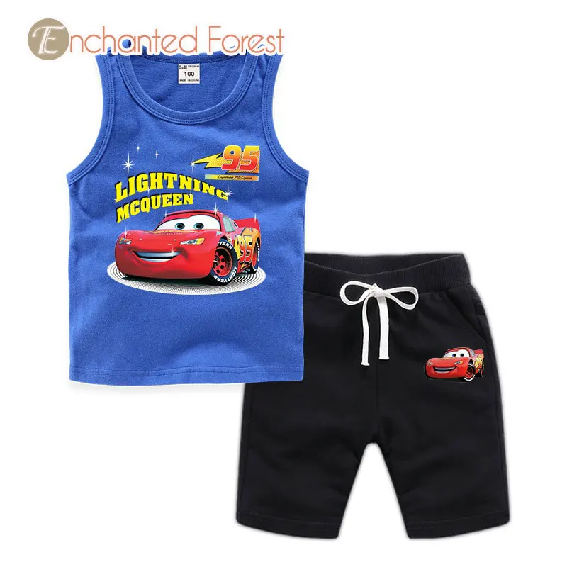 

Children's Sets 2019 summer new children's clothing boy cartoon Sets 100% cotton child vest shorts two-piece child suit 1-8Y