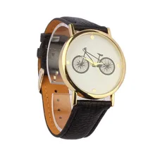 Unisex Watches Women Men Bicycle Pattern Dial Leather Band Quartz Analog Wrist Watch Male Lady relogio Clock Wholesale