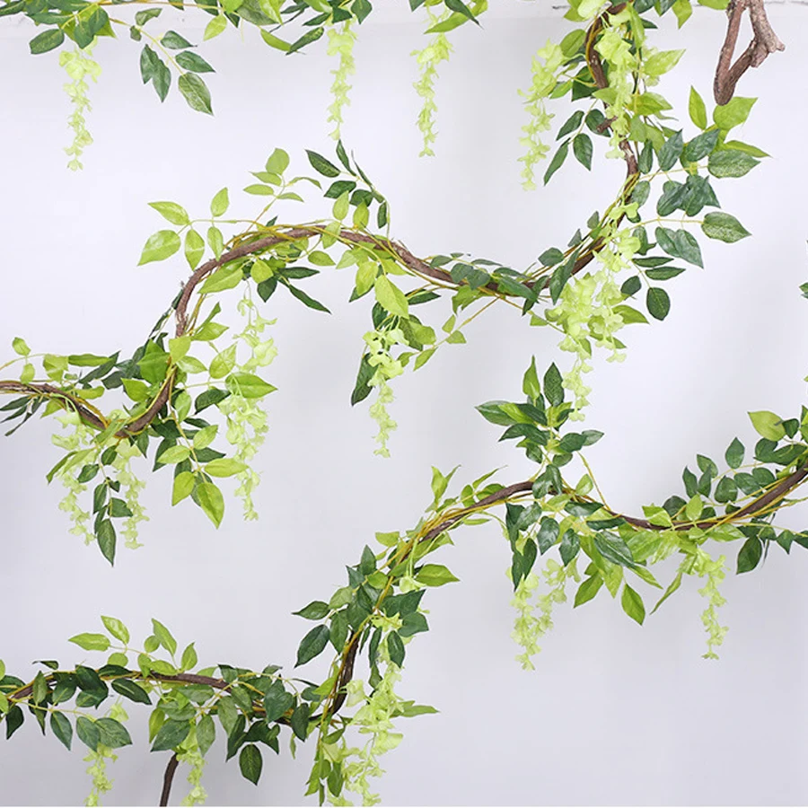 200cm Long Artificial Silk Wisteria Flower Vine for Wedding Arch Decoration Fake Flower Ivy Home Rattan DIY Wall Backdrop Decor 200cm Long Artificial Silk Wisteria Flower Vine for Wedding Arch Decoration Fake Flower Ivy Home Rattan DIY Wall Backdrop Decor