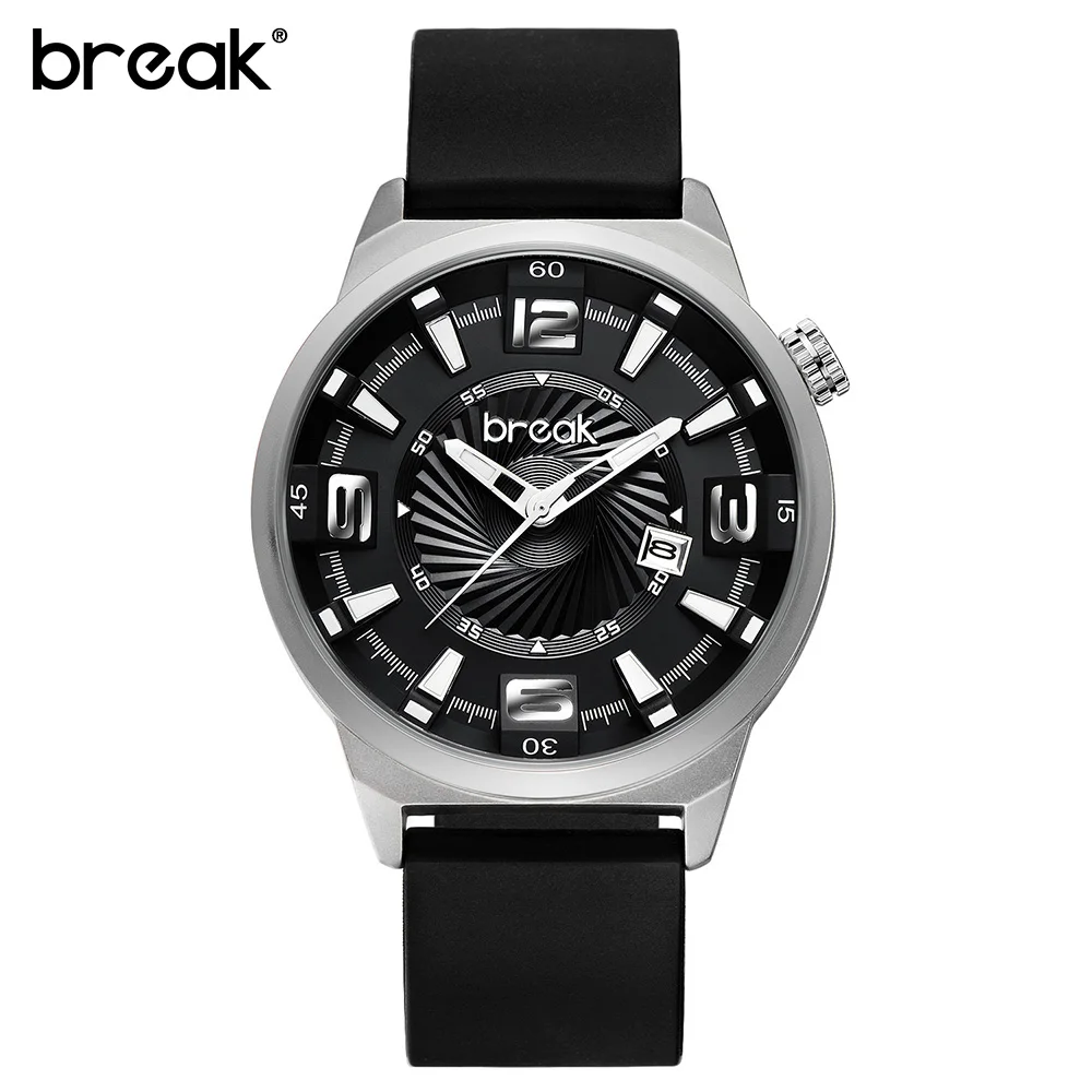  BREAK Futuristic Mens Watches Top Brand Luxury Rubber Strap Waterproof Military Quartz Sport Wrist 