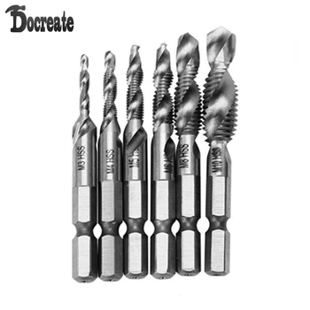 

6pcs HSS 1/4 Inch Hex Shank Combination Drill Tap Bit Set UNC or Metric Deburr Countersink Bits